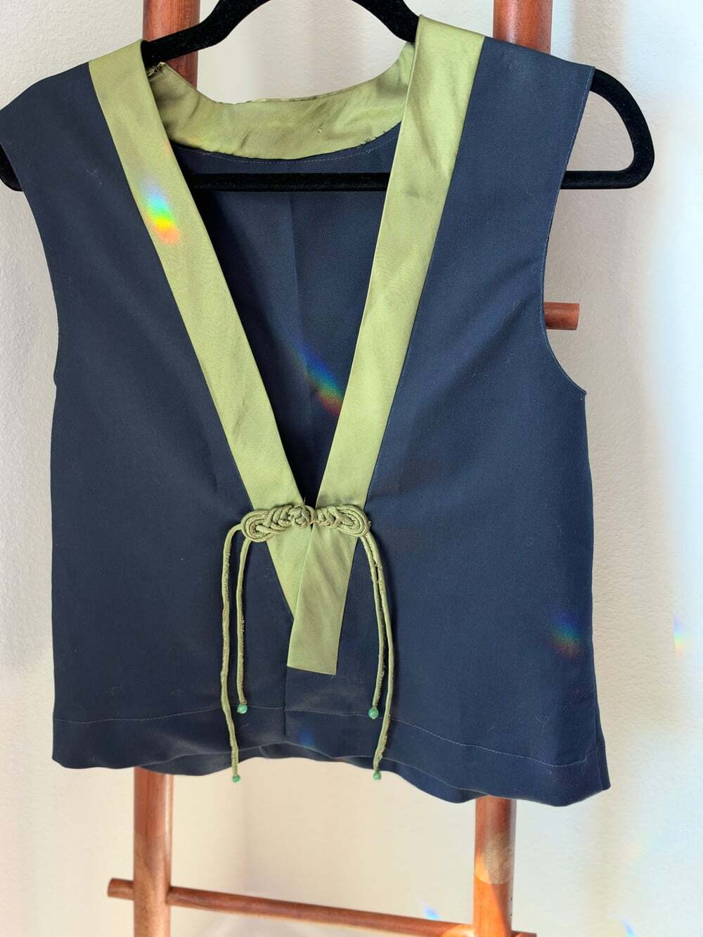 Women's Vintage Navy Blue and Green Vest M/L